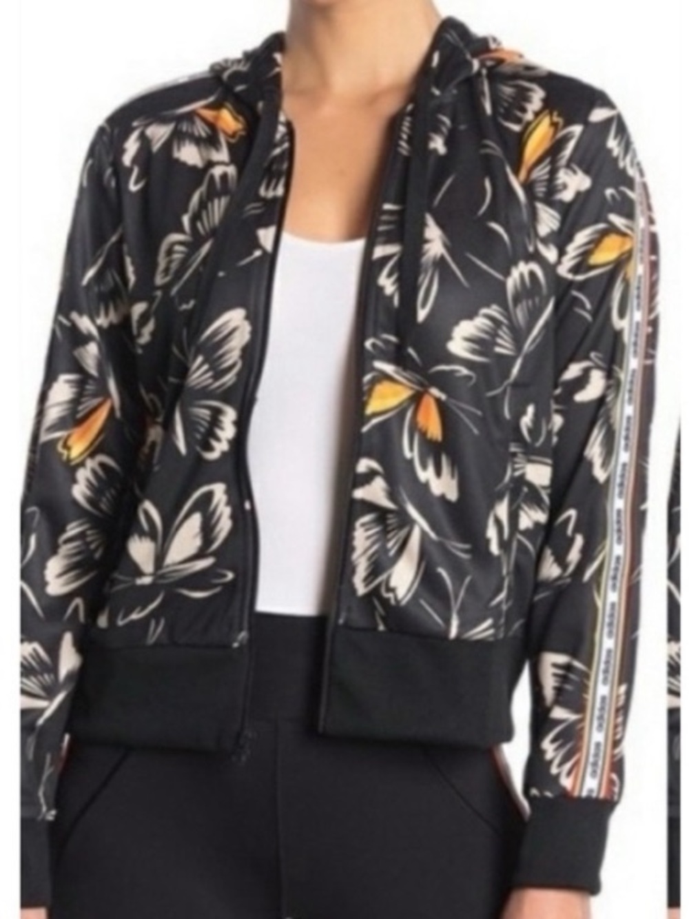 RARE adidas X Farm Rio Black Butterfly Hoodie Track Jacket & Leggings Set